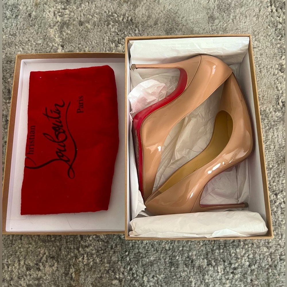 Christian Louboutin Decollette Patent Nude Pumps